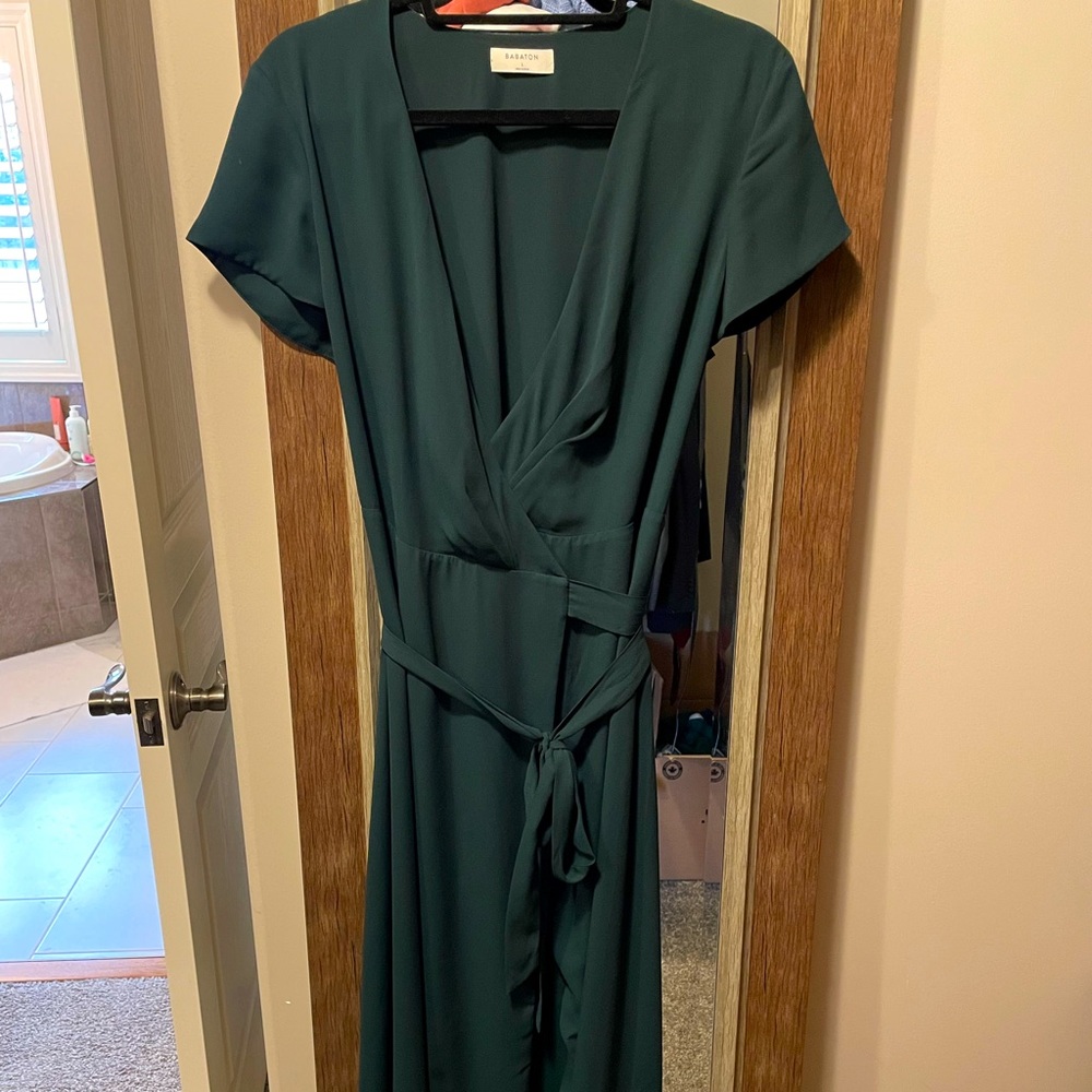 Babaton forest green wrap dress. Size L.
